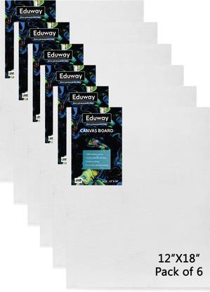 Eduway 12 X 18 Inch Canvas Board, 100% Cotton Medium Grain Primed Canvas Board (Set of 6)