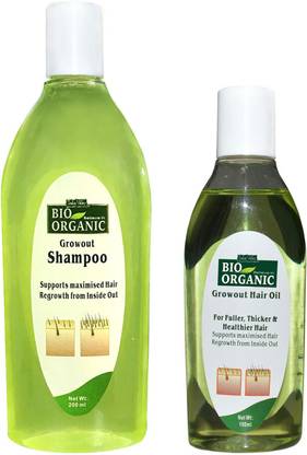 Indus Valley Bio Organic Hair Regrowth Oil and Growout Shampoo Combo Pack