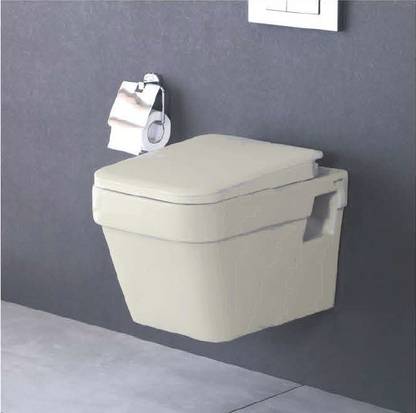 SONARA Element Rimless IVORY Design (Dimension - 21''X15''X14'') ONE Piece Wall Mounted Western Toilet Commode… Western Commode