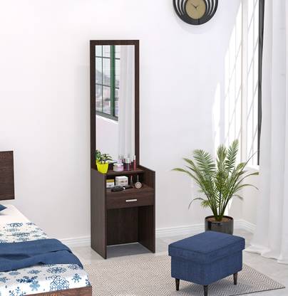 BLUEWUD Adaly Dressing Vanity Table with Mirror Drawer Engineered Wood Dressing Table