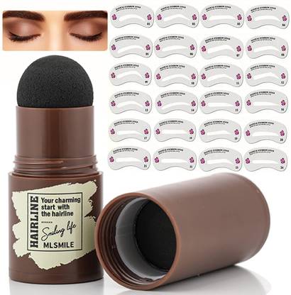 HUDA CRUSH BEAUTY Eyebrow Stamp Waterproof, One Step Brow Stamp Stencil Kit? Eye Brow Stamp Makeup Tools, Brow Stamp Shaping Kit Eyebrow Definer with 24 Reusable Eyebrow Stencils Eyebrow Stencil