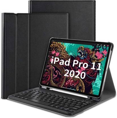 microware iPad Pro 11 Inch 2020 Case with Keyboard, Keyboard for iPad Pro 11-inch (3rd Generation, 2nd/1st Gen) - Wireless Detachable - with Pencil Holder - Flip Stand Cover - iPad Pro 11 Keyboard, Bluetooth Handheld Tablet Keyboard Compatible with Desktop, Laptop, Mac