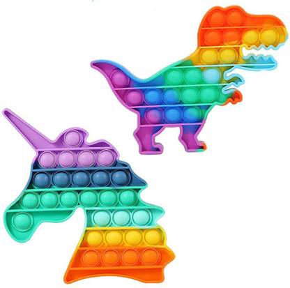 HIM TAX set of 2 pop it unicorn and dinosaur pop it fidget toy, unicorn pop it fidget toy | unicorn pop it toys set, pop it dinosaur, pop it fidget toy unicorn | unicorn toys set (Unicorn and dinasour)