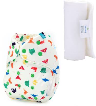 bumberry Adjustable Reusable Cloth Diaper Cover With 1 Wet Free Insert For Babies (Origami 3-36 Months)