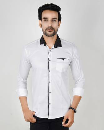 Men Solid Casual White Shirt