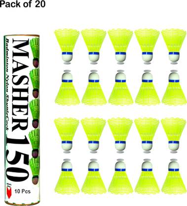 burraq Nylon plastic shuttlecock pack of 20 Feather Shuttle  - Green