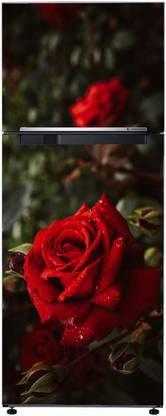 Psychedelic Collection 160 cm Decorative So Beautiful Wet Red Rose, Flower, Dark Background Wallpaper Sticker For Fridge Décor Self Adhesive Sticker
