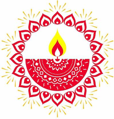 KREEPO 38 cm Subh Diwali Deepak Rangoli Stickers Self Adhesive Sticker