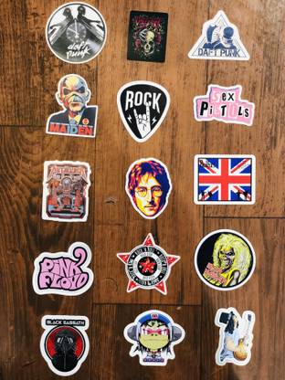 PIXELARTZ 7.62 cm Rock Band Theme Styling Doodle DIY Vinyl Stickers for Guitar Sticker Self Adhesive Sticker