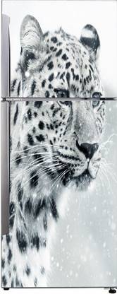 Aalam Designs 60 cm Decorative beautiful snowfall and white tiger wallpaper sticker for fridge décor Self Adhesive Sticker