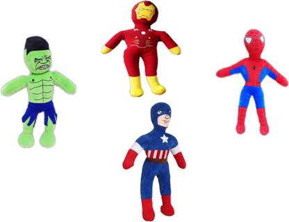 Prince Soft Toys Avengers Toys Set - Captain America, Ironman, Hulk, and Spiderman - Infinity War 4 Action Hero Collection  - 32 cm