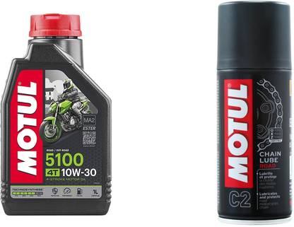 MOTUL 5100 4T 10W-30 4-STROKE MOTOR OIL TECHNOSYNTHESE (ROAD /OFF ROAD) 1L & CHAIN LUBE C2 MC CARE 150ML Synthetic Blend Engine Oil
