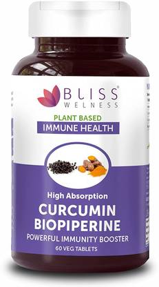 Bliss Welness Immunity Boost Anti Inflammatory | Curcumin Turmeric BioPiperine |Supplement