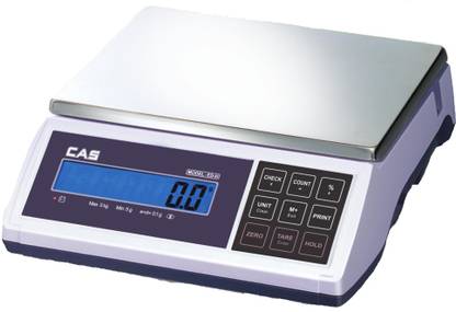 CAS EDH-15KG Smart Digital Weighing Scale, Weighing machine, Compatible With Label and Ticket printer,Rechargable battery ,Blue backlight LCD Display, Use For Jewelry/Labs/Store/Retail Shop (15Kg Weight Capacity Least count 0.5g ) Weighing Scale