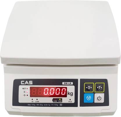 CAS WEIGHING INDIA SWLR 20 Weighting Capacity 20kg x 1g Accuracy, Electronic ReChargeable Weighing Scale with Dual Display, 10x8" for All Shops, Kitchens and Factories. Weighing Scale