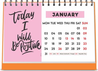 Calendar 2022 Today Escaper Today I Will Positive Designer Calendar 2022 Desk Motivational (A5  Size - 8.5 X 5.5 Inch - 12 Pages Month Wise) | Table Calendar 2022 2022  Table Calendar Price In India -