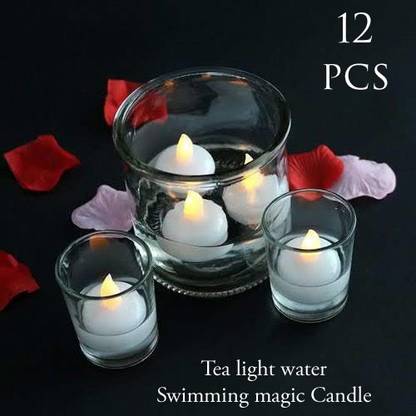 AMACO Wow Amazing beautiful Diwali Water ( floating) Tea light Candles, Waterproof Yellow colour Led Floating Sensor Candles Waterproof Candle, Float On Water Led Floating Tea Lights, Electric Candle Light for Diwali Lights, Christmas Decoration, Functions, Spa Candle Candle