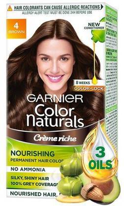 GARNIER Color Naturals Creme Riche , ( 4 Brown) Developer MIlk 60ml ...