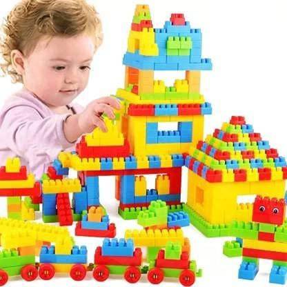 हेंगलोबे Building Blocks Puzzles Games Bricks Toys Sets with Wheel Educational Toys for Kids and Children for 3 - 5 Years and Above, Multicolour (100+ Pieces Blocks Bricks) Kids Edition