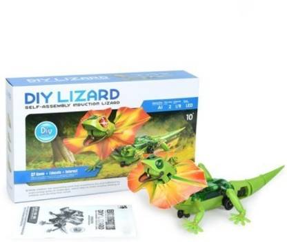 azhari Solar Rechargeable Robotic Lizard Self Assembly Induction Sensor Led Educational Model Building Science Dragon Robot Toy