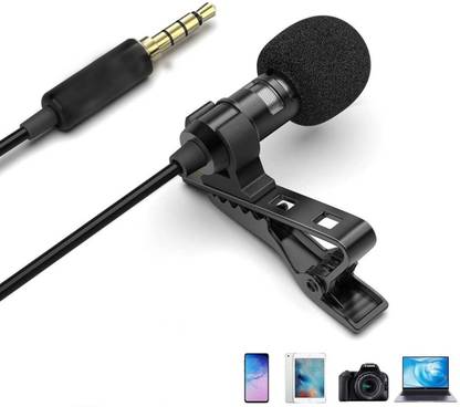 Borneo 3.5mm Clip Collar Mic for YouTube, Collar Mic for Voice Recording, Lapel Mic Mobile, Pc, Laptop, Android Smartphones With 5 Feet Wire (Black Metal) sr15 Microphone