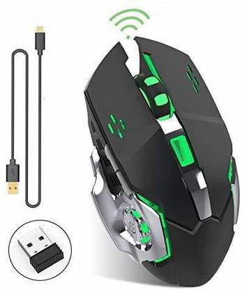 microware Rechargeable X8 Wireless Silent LED Backlit Gaming Mouse USB Optical Mouse Ergonomic Quality Smart Mouse for PC Wireless Optical  Gaming Mouse  with Bluetooth