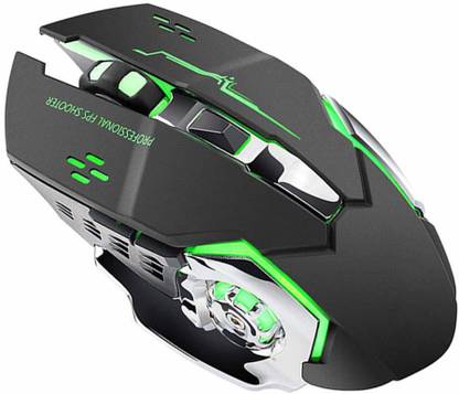 microware 2.4G Wireless Gaming Mouse Ergonomic 6 Buttons LED 1600DPI Computer Rechargeable Gamer Mice Silent Mouse for PUBG FPS Games Wireless Ambidextrous Optical  Gaming Mouse  with Bluetooth