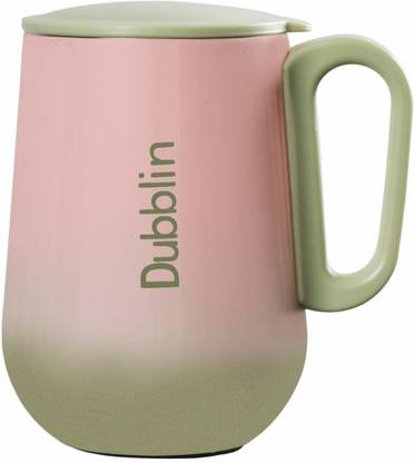 DUBBLIN Rugby Stainless Steel Unbreakable double wall Insulated mug with handle and lid wide mouth Keeps beverages Hot & Cold Stainless Steel Coffee Mug