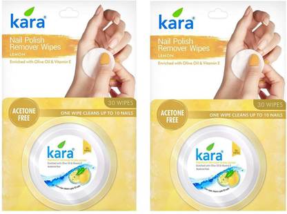 KARA Lemon Nail Polish Remover Wipes, 30 Count (pack of 2)