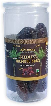 Al Qusai Seedless Medjoul / Medjool Dates, Jordan, 500g Pack, King in size, jumbo Dates Wet Dates