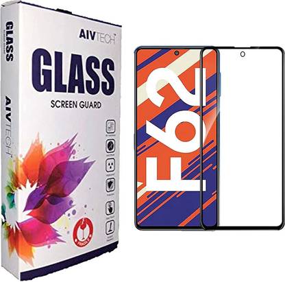 AIV TECH Tempered Glass Guard for Tempered Glass Screen Guard for Samsung Galaxy M62 / F62 Edge to Edge Full Screen Coverage Gorilla Protector with Easy Installation Kit