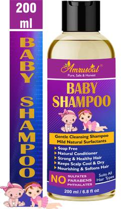 AMRUSOAL Baby Shampoo (200ml) | PH Balanced Gentle cleansing Kits shampoo | Tear Free & Soap Free | Mild Natural surfactants | For healthy Sclap & Stronger Hair | Paraben & Sulphate Free Kids Shampoo & Conditioner