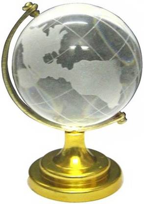 Aradhi Feng Shui Crystal Rotating Globe with Educational Earth Texture Map for Students, Kids, Home, Office, Table Decoration - Career, Financial, Business Luck, Gift Item / Product (Large) Decorative Showpiece - 11 cm