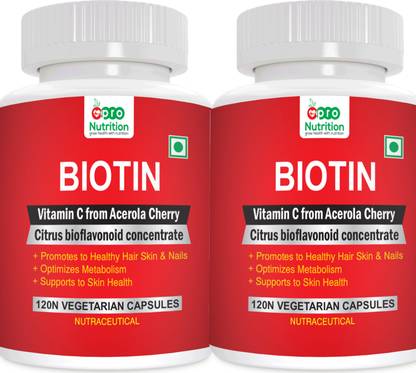 PRONUTRITION Biotin with added Vitamin C & Citrus Bioflavonoid-High Potency-Pack of 2 Bottles