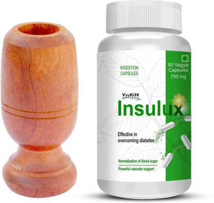 Vokin Biotech Herbal Insulux For Endocrine Health & Diabetes Control 750mg With Vijaysar Tumbler