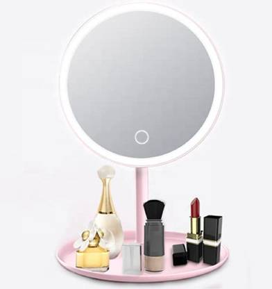 Laxvila LED Portable Touch Screen Beauty Makeup Mirror with Led Light Smart Mirror & Storage Tray, 180 Degree Adjustable Compact Size Vanity Desktop Cosmetic Mirror (Multicolor, USB Powered)