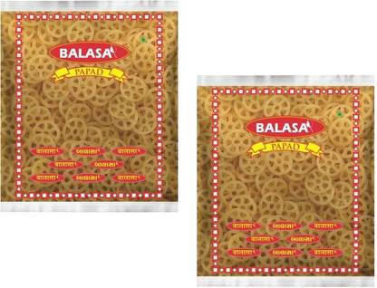 balasa Wheel Shape Papad Fryums 400 Gms packet x 2 Fryums (Pack of 2)