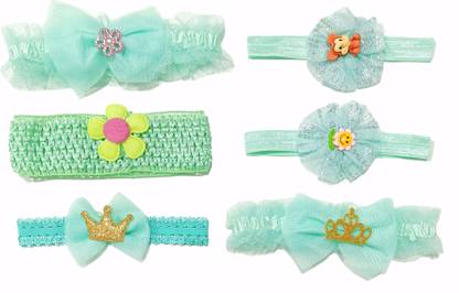 AmazingKarts fancy Green headband Soft headband new born baby girls kids hairband headbands elastic hair accessories set 6 pcs with gift box Head Band