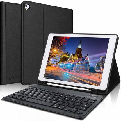 microware iPad Keyboard Case 9.7 inch, Compatible with iPad 6th Generation,iPad 5th Generation, iPad Pro 9.7 inch, iPad Air 2,iPad Air, Protective Folio Cover with Wireless Bluetooth Keyboard Bluetooth Handheld Tablet Keyboard Compatible with Desktop, Laptop, Mac