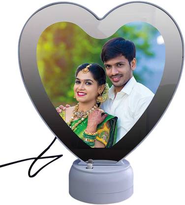 Avi enterprise Photo Frame with Led Light Heart Shape/Magic Mirror Photo Frame/Magic Mirror LED Photo Frame/Heart Shape Mirror/Mirror(Heart Shape) Decorative Mirror (Heart) Decorative Mirror