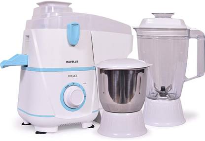 HAVELLS RIGO 500W Juicer Mixer Grinder 2 JAR (White & Light blue))