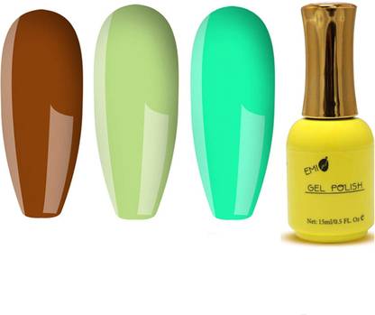 Gleevia Combo Pack of UV Nail Gel Polish with Brush Cap 15ml Each Gift Pack for Beginners and Professionals | Shade Code E25,E26,E27 Multicolor