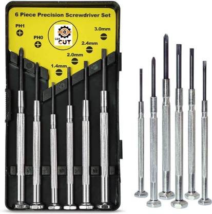 GSK Cut 6PCS Mini Precision Screwdriver Set, with 6 Different Size Flathead and Phillips Screwdrivers, for Eyeglass, Toys, Watch, Jewelers, Electronic Devices, Game Controllers, DIY Projects Precision Screwdriver Set