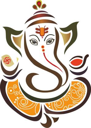 Crown Decals 71 cm Lord shree ganesha pvc vinyl multicolor decorative wall sticker for wall decoration size : 71 Cm X 51 Cm Self Adhesive Sticker