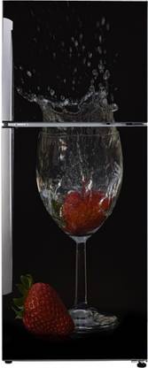 Khatwal Enterptises 60 cm Decorative falling strawberry in water glass wallpaper sticker for fridge décor Self Adhesive Sticker