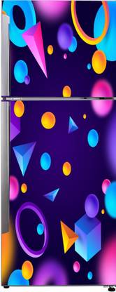 Crown Decals 160 cm Decorative abstract multicolor 3d square, circle, and rectangular shape design wallpaper sticker for fridge décor Self Adhesive Sticker