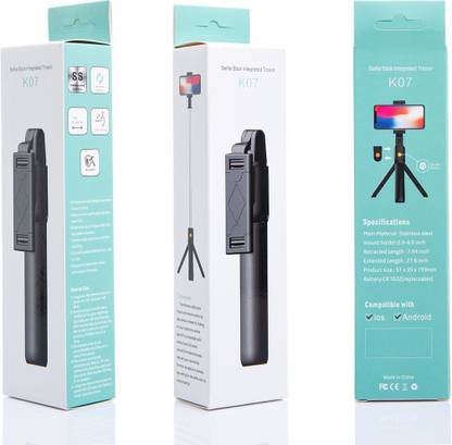 Gabbar ™K07 3 in 1 ( 70 Cm ) Height Wireless Bluetooth Remote Selfie Stick Tripod Monopod Universal Potable for Phone Watch Movie (Black) Tripod Tripod