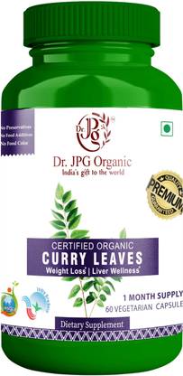 Dr. JPG Organic Curry Leaves Capsules for Weight loss|INDIA Organic certified|500 mgX60 Veg. Cap.