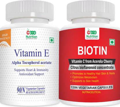 PRONUTRITION Vitamin E + Biotin with Vitamin C - Pack of 2 Bottles