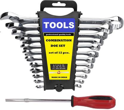 Ashma premium quality wrenches-sd-1147 12 pc combination wrench Double sided with scredriver Double Sided Combination Wrench